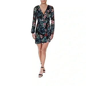NWT Guess Rhodes Jungle Floral-Print Fit & Flare Dress sz L 12-14